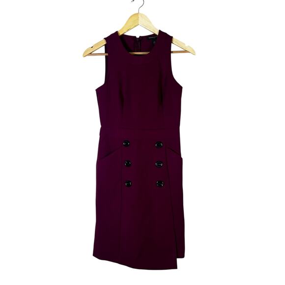 NWT Banana Republic Button Front Sheath Dress Womens 00P Burgundy Career Chic - Picture 1 of 7